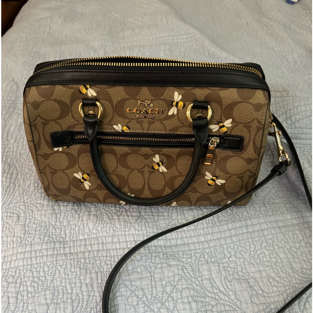Coach Rowan Satchel In Signature Canvas With Bee Print